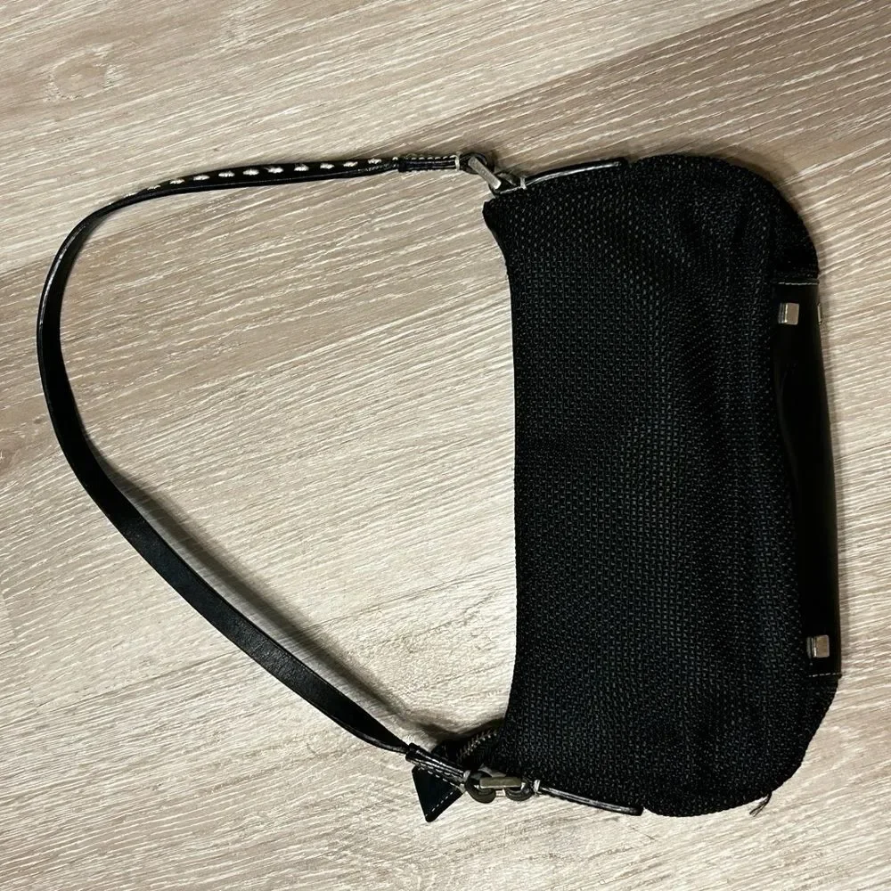 Antonio Melani Black Mini Shoulder Bag with Silver Accents